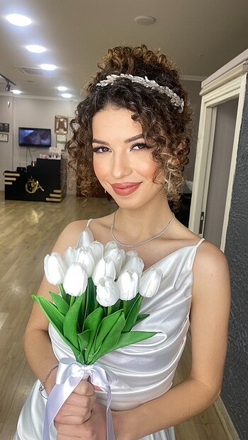 Gelin tacı yassı incili nikah düğün taç
