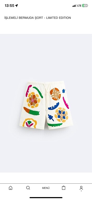 zara işlemeli limited edıtıon şort