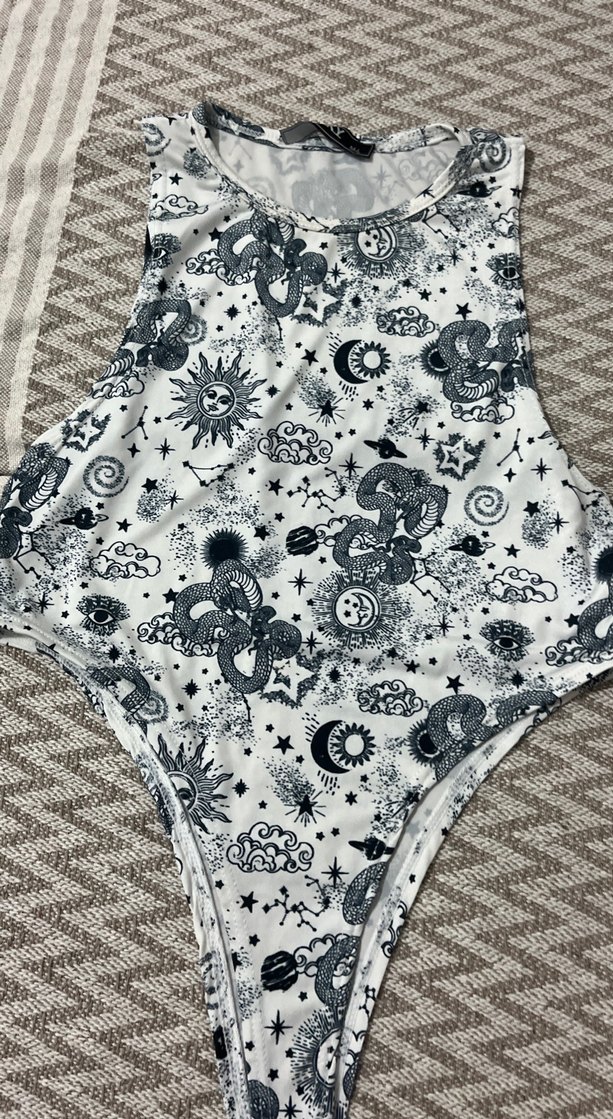 Gri Desenli Bohem Monokini - Görsel 2