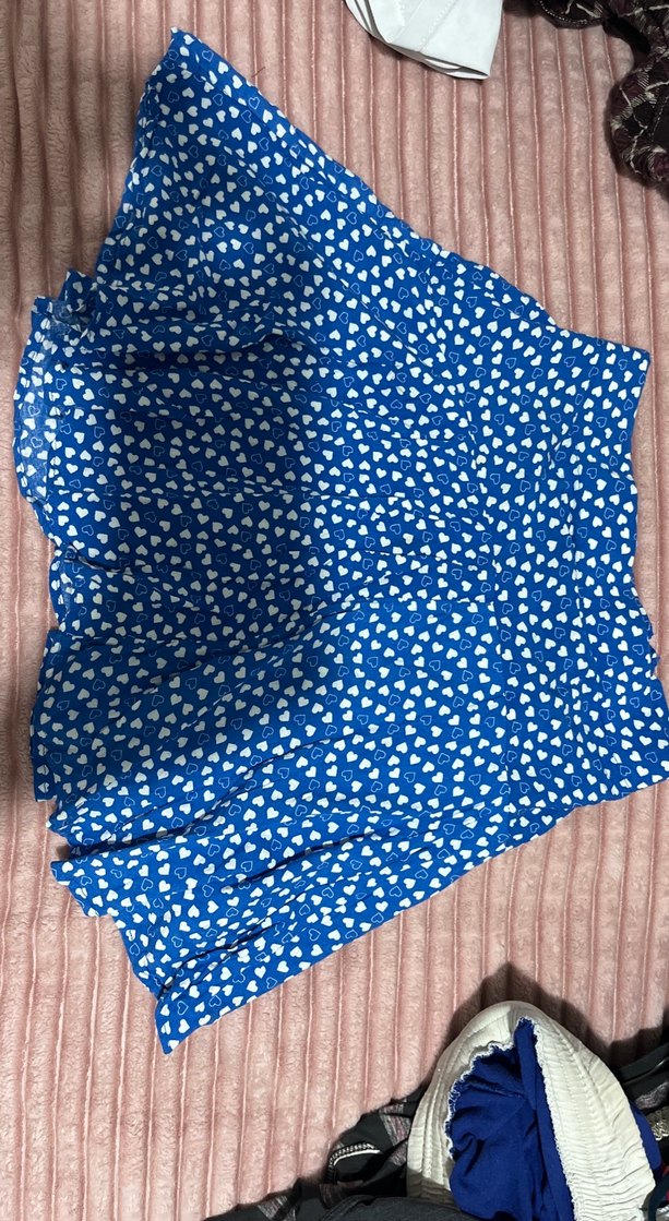 Mavi Mini Etek, Volan Detaylı, Salaş Kesim - Görsel 2