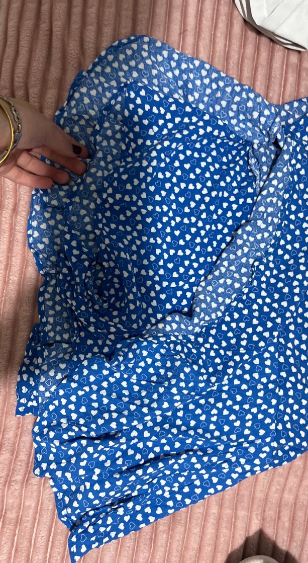 Mavi Mini Etek, Volan Detaylı, Salaş Kesim - Görsel 3