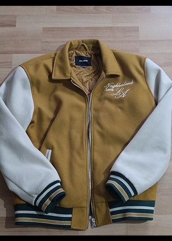 Sarı Bomber Ceket, Düğmeli, Uzun Kollu - Görsel 2