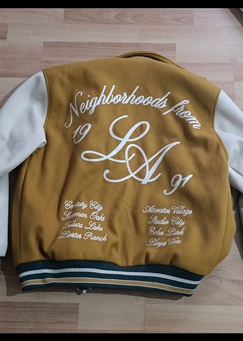 Sarı Bomber Ceket, Düğmeli, Uzun Kollu - Görsel 3