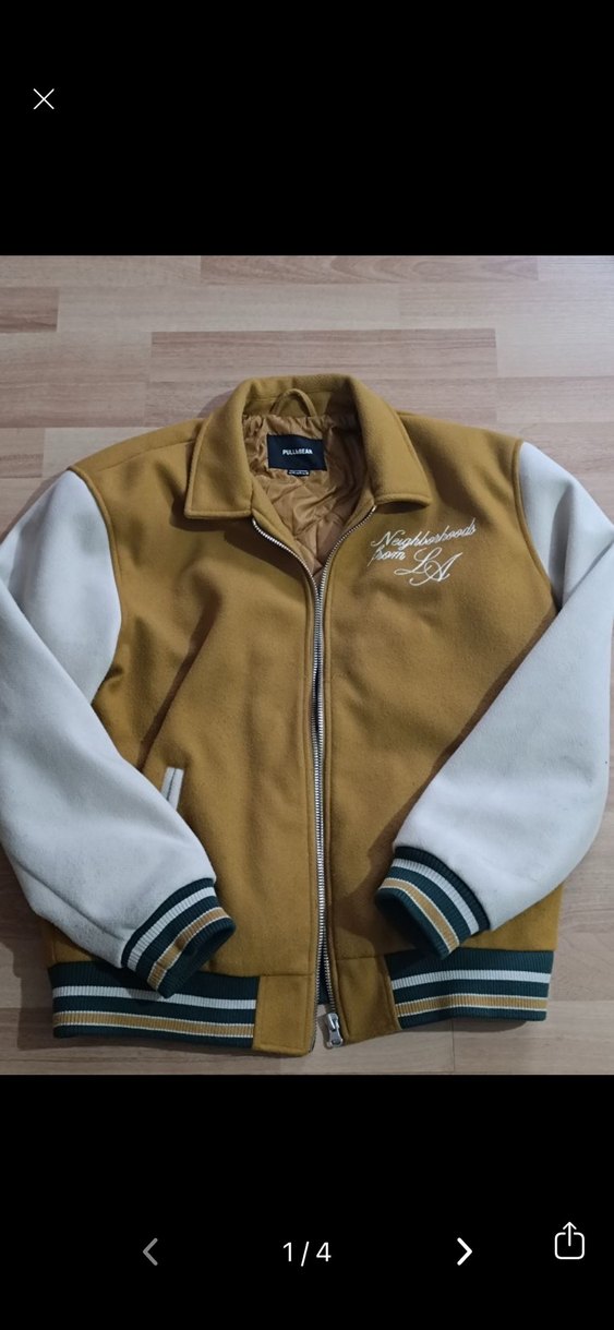 Sarı Bomber Ceket, Düğmeli, Uzun Kollu - Görsel 2