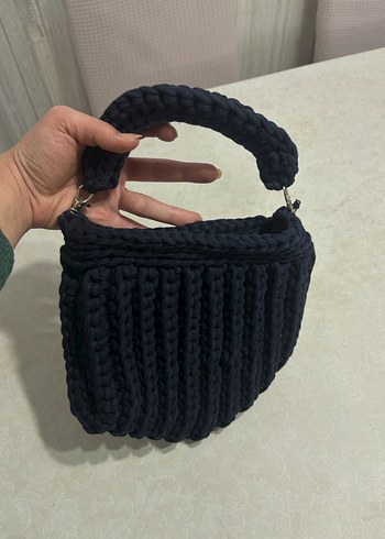 Triko Örgü Lacivert Kadın Çanta - Görsel 2