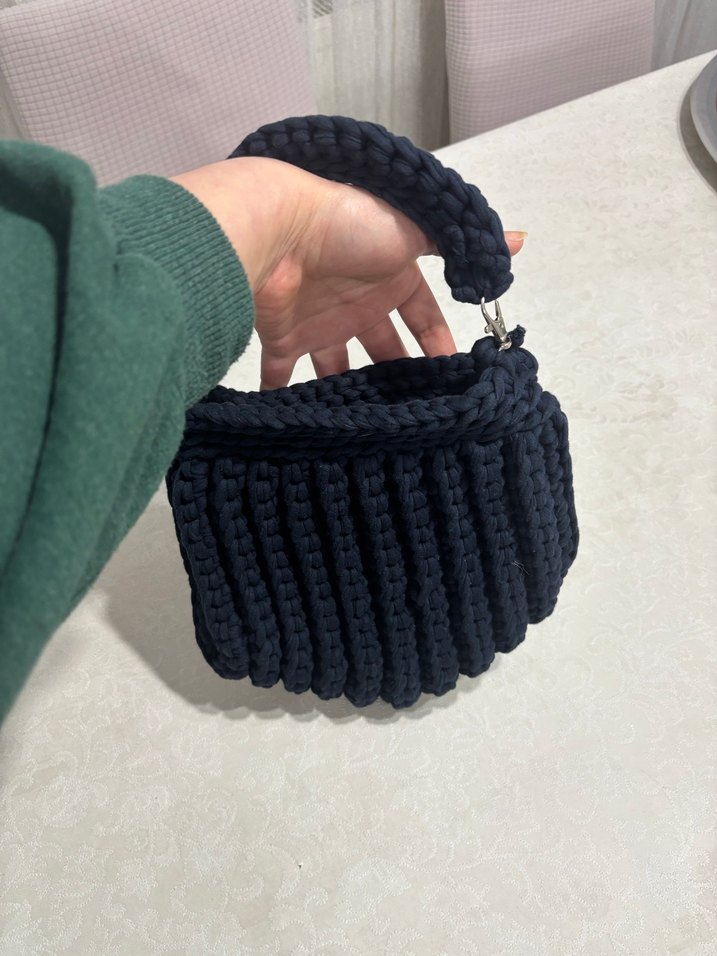 Triko Örgü Lacivert Kadın Çanta - Görsel 4