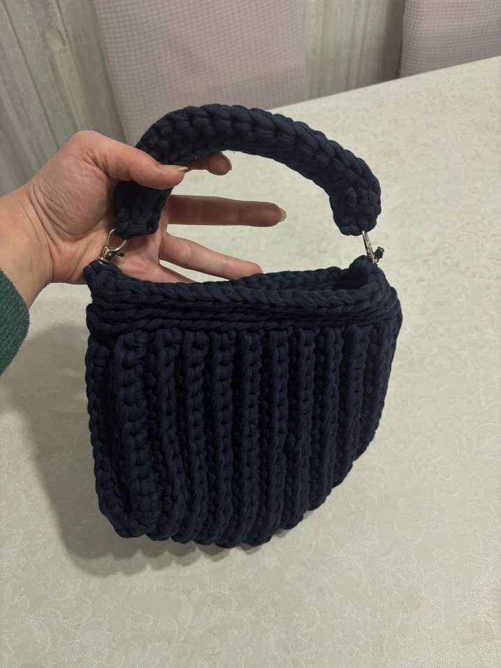 Triko Örgü Lacivert Kadın Çanta - Görsel 2