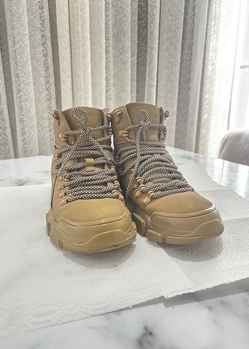 LUMBERJACK Bej Deri Bağcıklı Platform Kadın Bot - Görsel 7