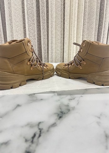 LUMBERJACK Bej Deri Bağcıklı Platform Kadın Bot - Görsel 2