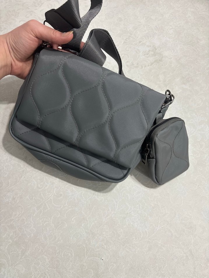 Gri Küçük cüzdanlı çanta - Görsel 4