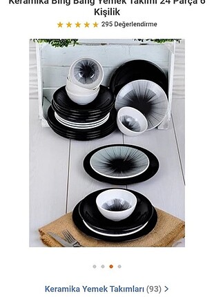  Beden siyah Renk 6 kişilik  24 parça keramika bing bang yemek takımı 