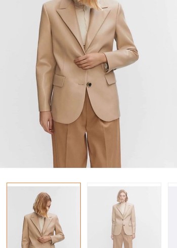 Mango Mango Women Bej Midi Deri Görünümlü Ceket