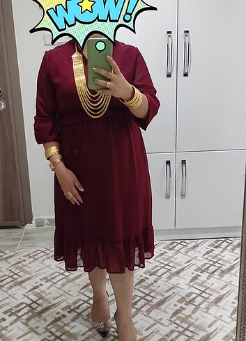 xl Beden bordo Renk Çok şık elbise