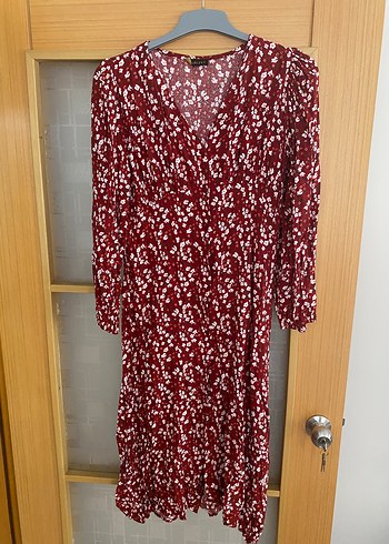 Bordo Uzun Kollu Bohem Kadın Elbise