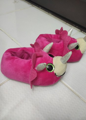 Kız Çocukları için Pembe Sıcak Peluş Terlik - Görsel 2