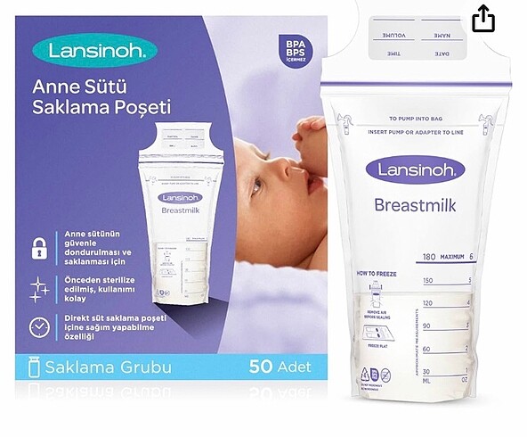 Lansinoh Süt saklama poşeti