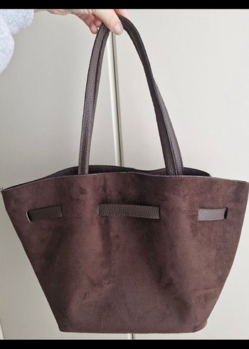 Kahverengi Süet Kadın Omuz Çantası - Görsel 2