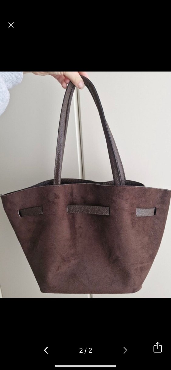 Kahverengi Süet Kadın Omuz Çantası - Görsel 2