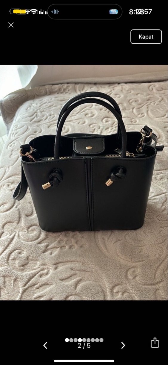 Zara Siyah Deri Kadın Çanta - Görsel 2
