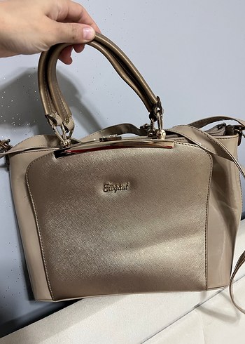 Elegant Bej Parlak Omuz & El Çantası  Az Kullanılmış / Şık Mode - Görsel 5