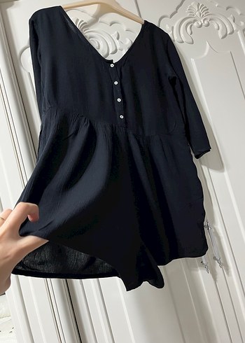 Mango marka  Düğmeli V Yaka tulum elbise - Görsel 3