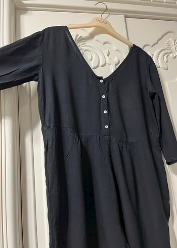 Mango marka  Düğmeli V Yaka tulum elbise - Görsel 7