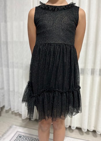 Kız Çocuk Siyah Fırfırlı Strappy Goth Elbise - Görsel 4