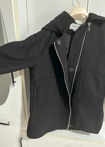 Fermuarlı Siyah Midi Kaban - Görsel 2