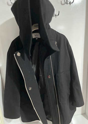 Fermuarlı Siyah Midi Kaban - Görsel 4