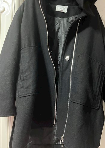 Fermuarlı Siyah Midi Kaban - Görsel 8