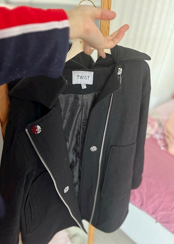 Fermuarlı Siyah Midi Kaban - Görsel 3