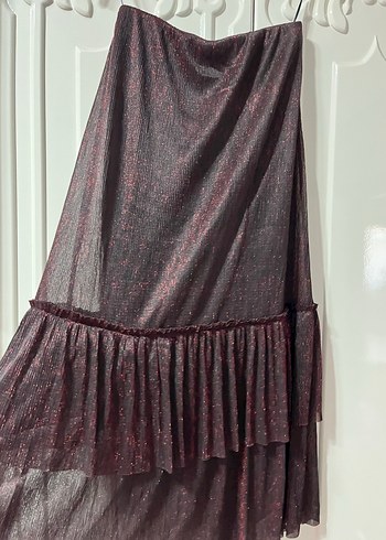 Bordo Uzun Fırfırlı Gotik Etek - Görsel 3