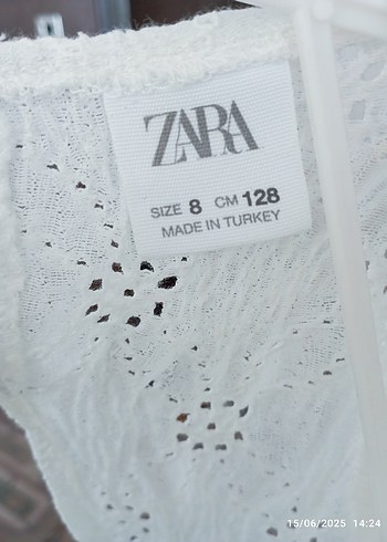 9 Yaş Beden beyaz Renk Kız Çocuk Beyaz Keten Dantel Nakışlı Elbise