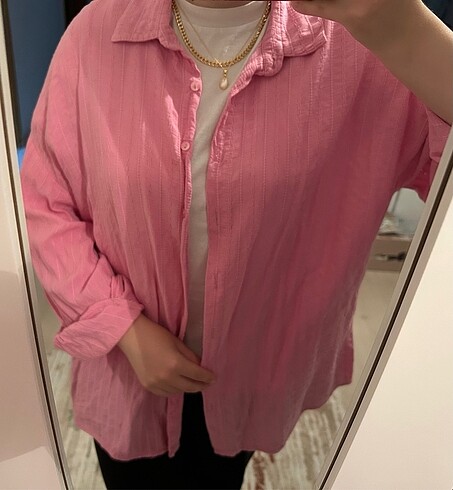 Diğer Pembe oversize gömlek