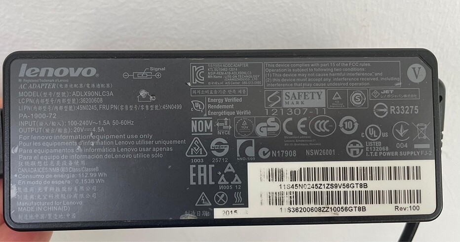 Lenovo 90w kare uç adaptör ADLX9ONLC3A