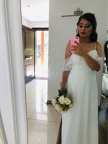 m Beden Beyaz nikah/dış cekim elbisesj