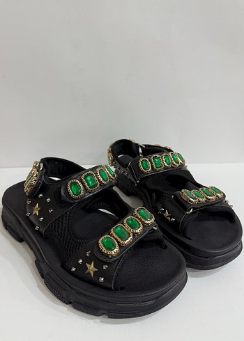 Gucci Yeşil Yılan Desenli Platform Topuklu Kadın Sandalet