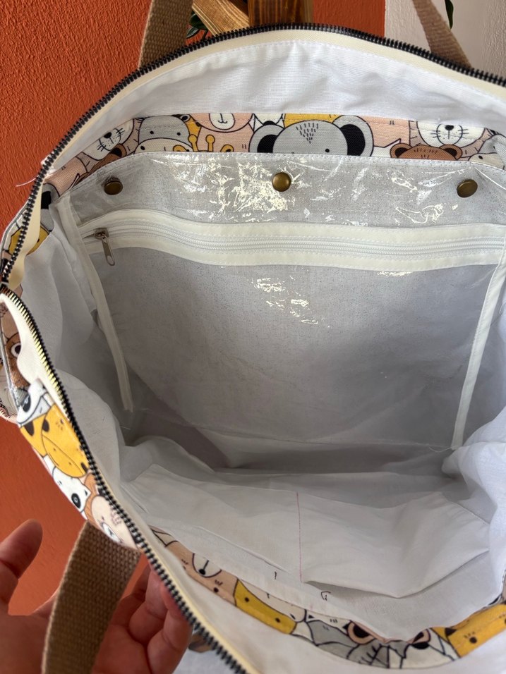 Gri Desenli Kadın Makyaj Çantası Seti - Görsel 3