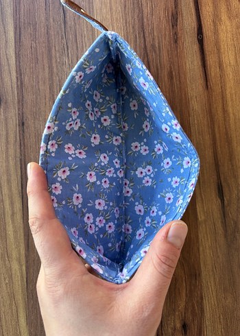 Mavi Çiçek Desenli Fermuarlı Kadın Cüzdanı - Görsel 4