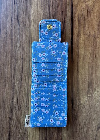 Mavi Çiçek Desenli Fermuarlı Kadın Cüzdanı - Görsel 2