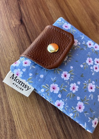 Mavi Çiçek Desenli Fermuarlı Kadın Cüzdanı - Görsel 5