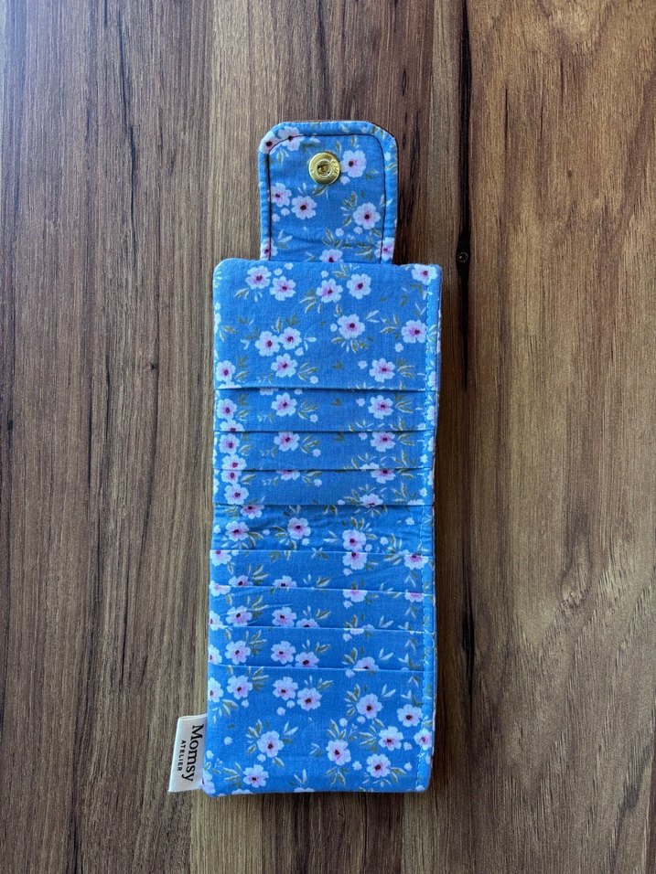 Mavi Çiçek Desenli Fermuarlı Kadın Cüzdanı - Görsel 2