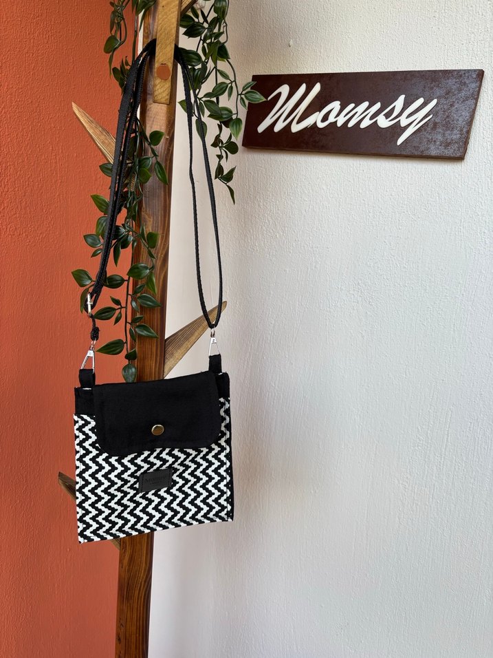 Zebra Desenli Siyah Bohem Kadın Çapraz Çanta - Görsel 2