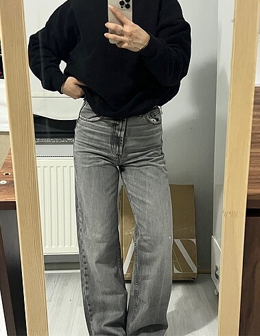 xs Beden gri Renk zara straight jean