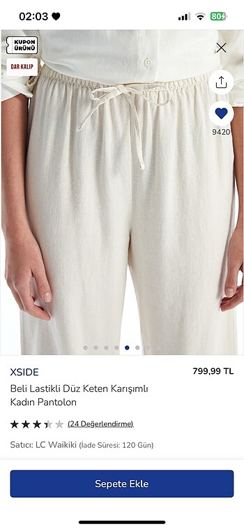 38 Beden lcw keten pantolon