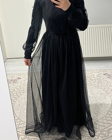 Suud Collection tüllü uzun tesettür elbise