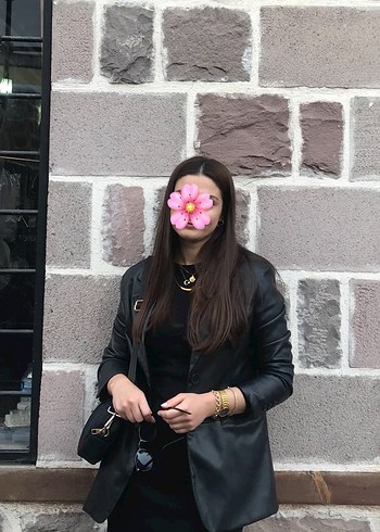 s Beden Kadın Siyah Deri Ceket, Normal Boy, Düz Renk