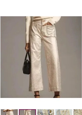 28 Beden beyaz Renk Gold puantiyeli wide leg jean