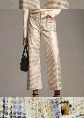 Zara Gold puantiyeli wide leg jean