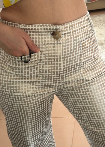 38 Beden Parlak Puantiyeli wide leg pantolon